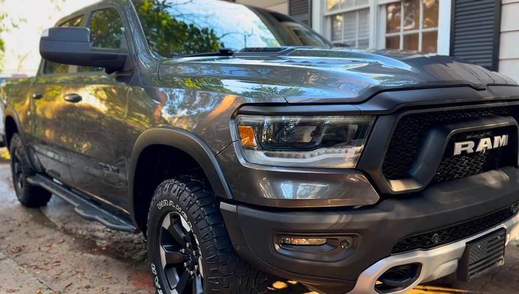 A Dodge Ram after being ceramic coated in Tallahassee, FL by Seminole Mobile Detailing.